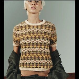 NWT Zara brushed effect jacquard knit sweater sz L